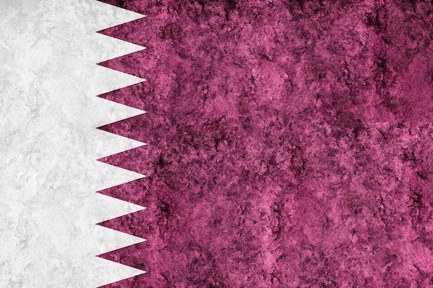 Bandera metálica de Qatar, bandera texturizada, bandera grunge