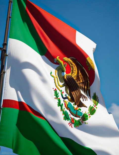 La bandera mexicana en foco es un símbolo patriótico prominente