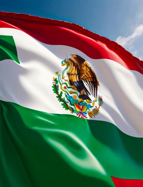 La bandera mexicana en foco es un símbolo patriótico prominente