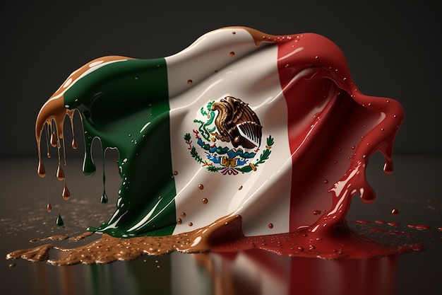 Una bandera de México con la bandera pintada en ella.