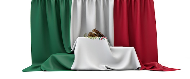 La bandera de México cubrió un podio de ganadores de la competencia d render