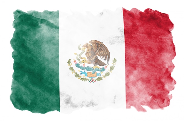 Foto la bandera de méxico se representa en estilo acuarela líquida aislado en blanco