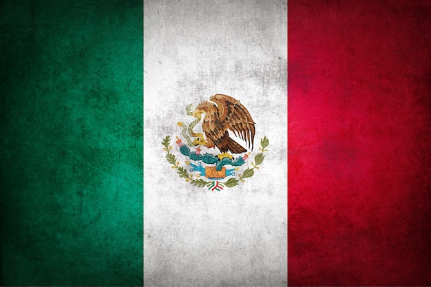 Foto bandera de méxico con textura grunge.