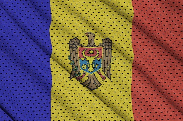 Bandera de Moldavia impresa en una tela de malla de poliéster deportiva de nylon