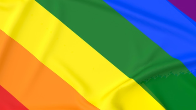 La bandera multicolor para la representación 3d del concepto lgbtq o transgénero