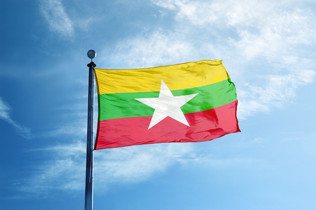 Bandera de Myanmar en el mástil