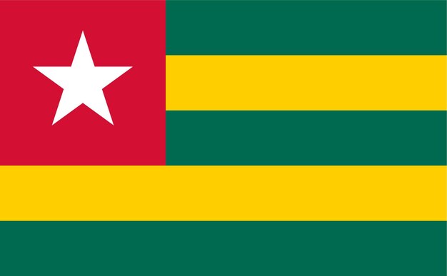 Bandera de la nación de la bandera de Togo