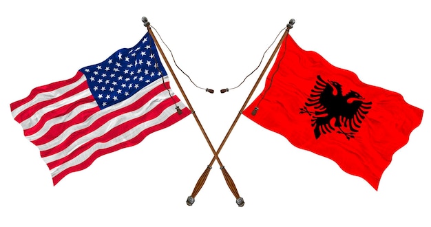 Bandera nacional de Albania y Estados Unidos de América Fondo para diseñadores