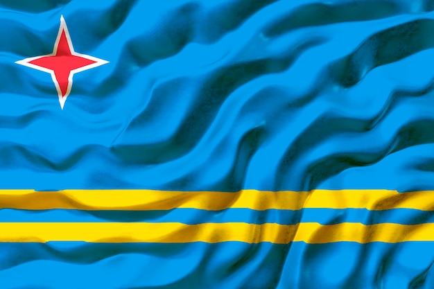 Foto bandera nacional de aruba fondo con bandera de aruba