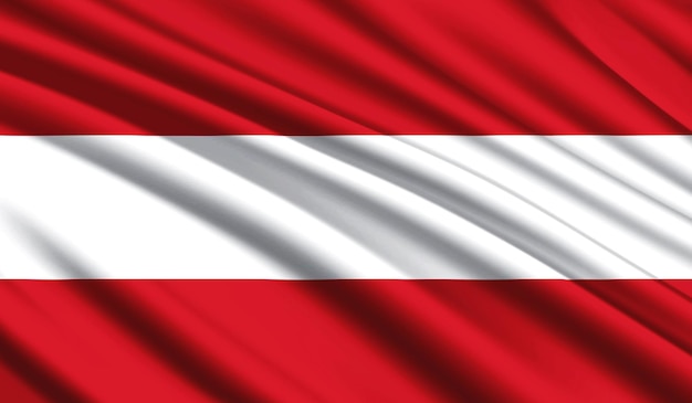 Bandera nacional de Austria Colores nacionales del país de seda realista con emblema