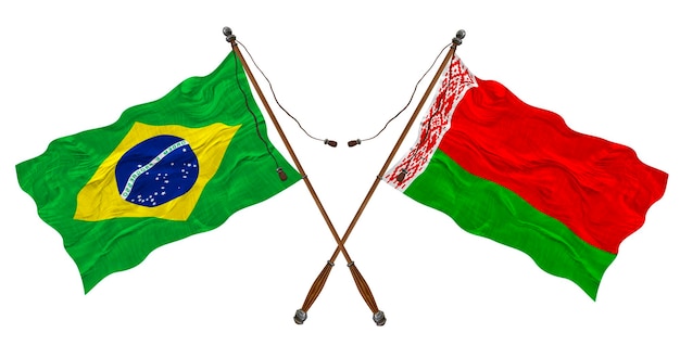 Bandera nacional de Bielorrusia y Brasil Fondo para diseñadores