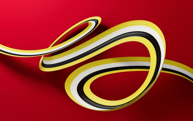 Bandera nacional de Brunei cinta abstracta diseño creativo ilustración 3d