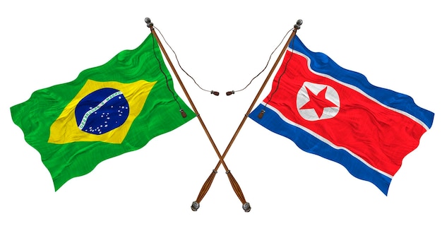 Bandera nacional de Corea del Norte y Brasil Fondo para diseñadores