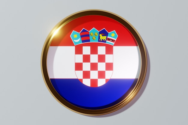 Foto la bandera nacional de croacia en forma de ventana redonda. bandera en forma de círculo. icono de país.