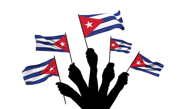 La bandera nacional de Cuba se ondea d renderizado