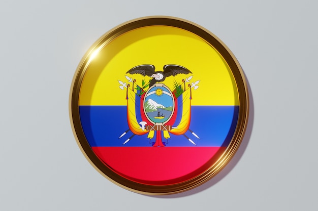 Foto la bandera nacional de ecuador en forma de ventana redonda. bandera en forma de círculo. icono de país.