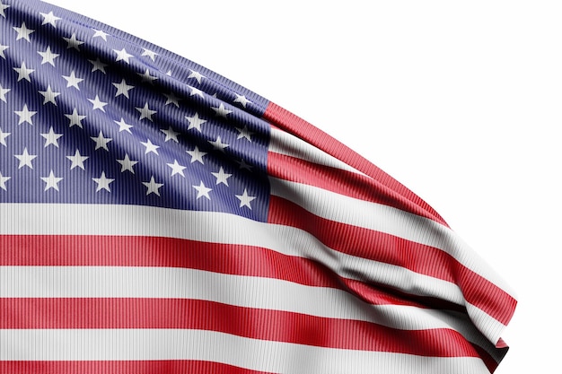 La bandera nacional de EE. UU. De los textiles en la ilustración 3D de enfoque suave del poste