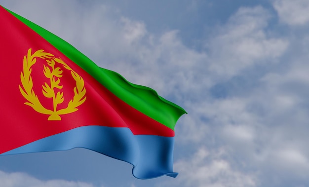 Bandera nacional Eritrea Bandera de tela de Eritrea Fondo de cielo azul de Eritrea
