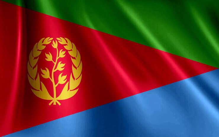 Foto la bandera nacional de eritrea tiene un efecto de vuelo
