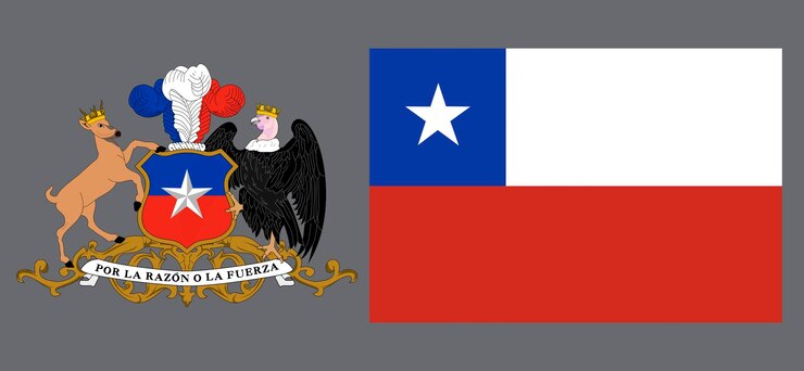 Foto la bandera nacional y el escudo de armas de chile antecedentes para editores y diseñadores fiesta nacional