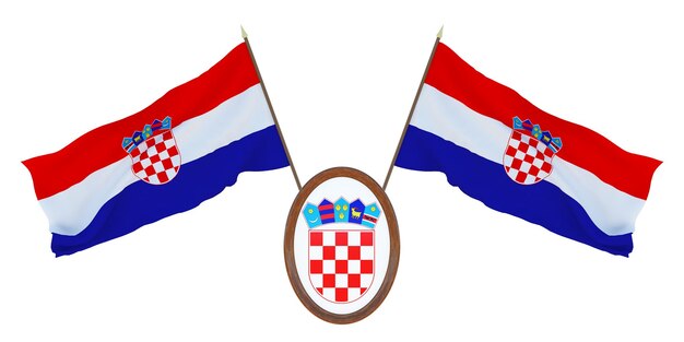 Bandera nacional y escudo de armas Ilustración 3D de Croacia Fondo para editores y diseñadores Fiesta nacional