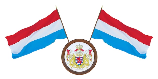 Bandera nacional y escudo de armas Ilustración 3D de Luxemburgo Fondo para editores y diseñadores Fiesta nacional