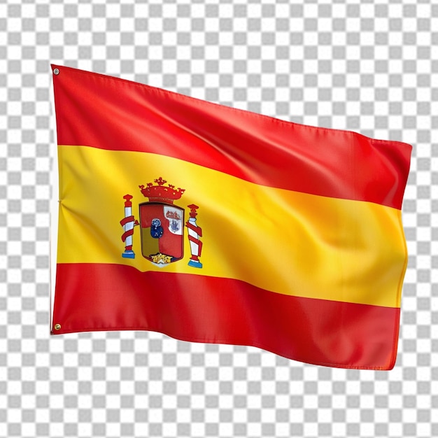 Bandera nacional de España con fondo blanco aislado en 3D