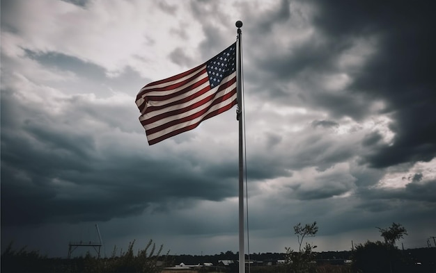 Foto bandera nacional estadounidense con cielo