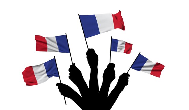 Foto la bandera nacional de francia se ondea d renderizado