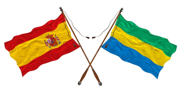 Bandera nacional de Gabón y España Fondo para diseñadores