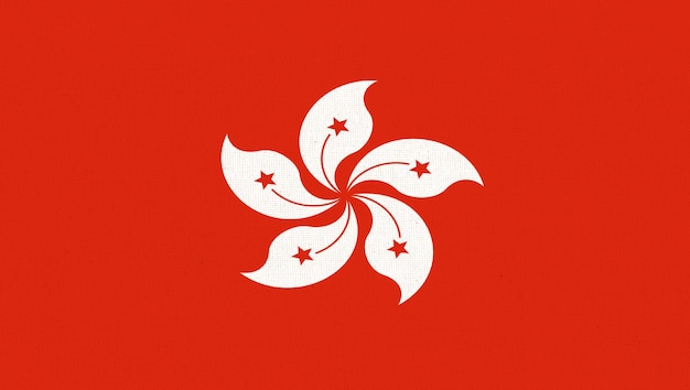 Bandera nacional de Hong Kong en fondo con textura Textura de tela País asiático