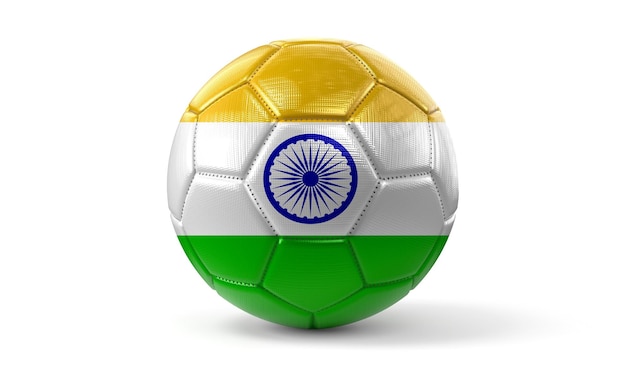 Bandera nacional de India en ilustración 3D de balón de fútbol