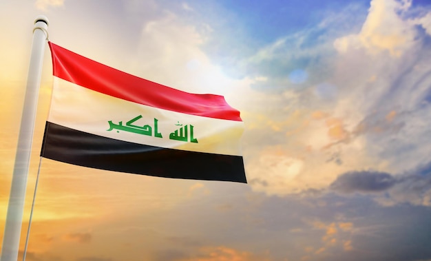 Una bandera nacional de irak, bandera ondeante 3d aislada,