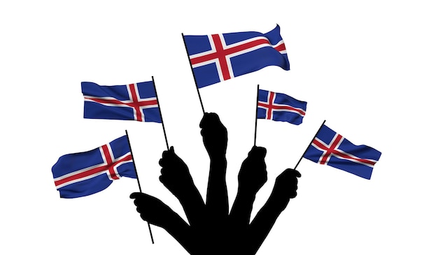 Bandera nacional de islandia ondeada d renderizado