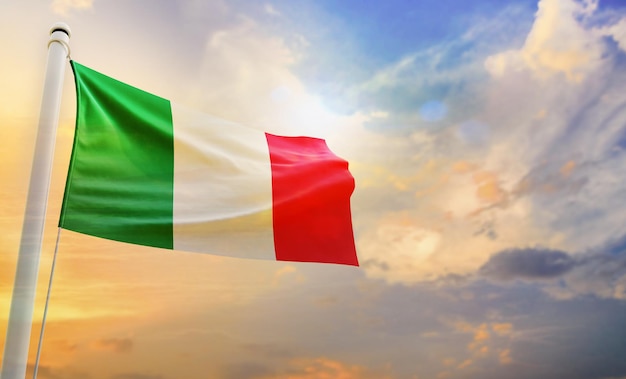 Una bandera nacional de Italia, bandera ondeante 3d aislada,