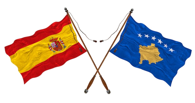 Bandera nacional de Kosovo y España Fondo para diseñadores