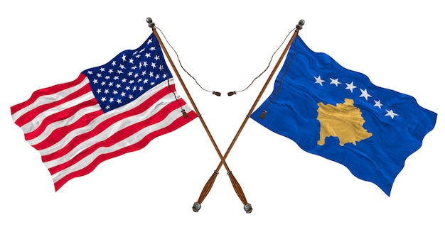 Bandera nacional de Kosovo y Estados Unidos de América Fondo para diseñadores