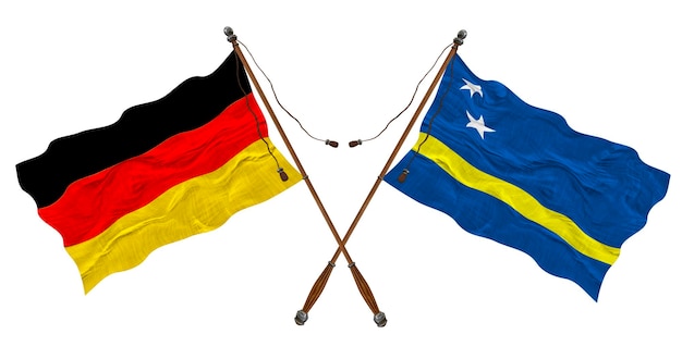 Bandera nacional de Kuracao y Alemania Fondo para diseñadores