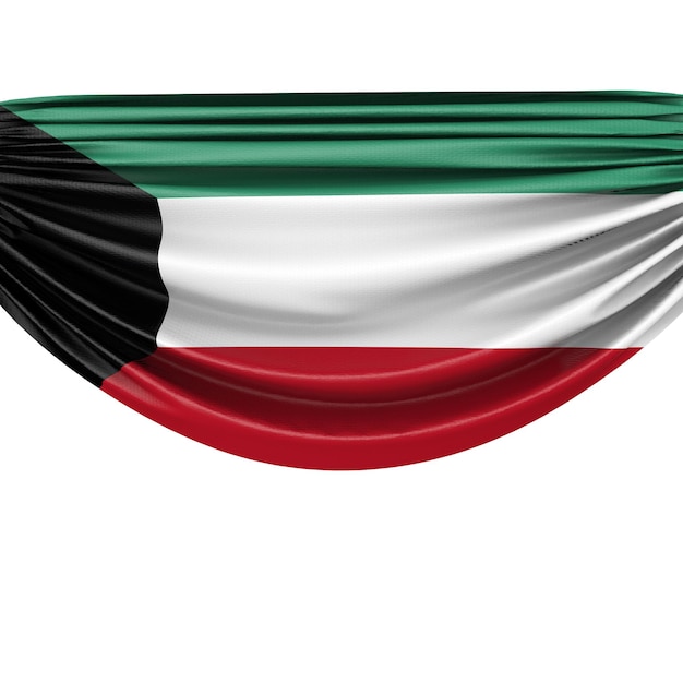 Bandera nacional de Kuwait colgando tela banner 3D Rendering