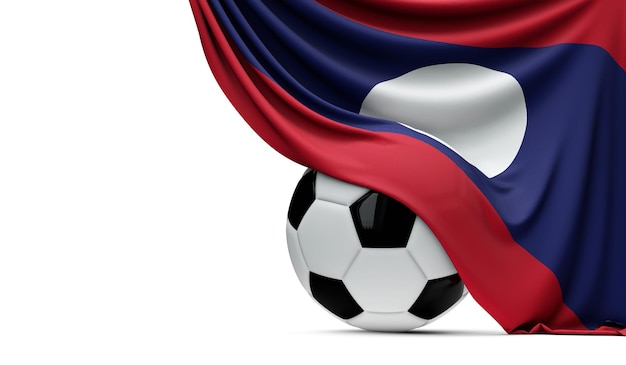 La bandera nacional de Laos cubrió una pelota de fútbol 3D Rendering