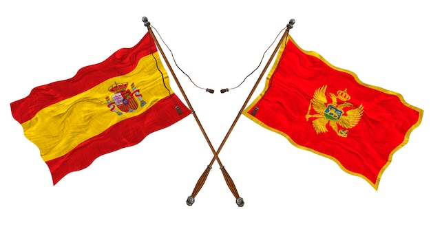 Bandera nacional de Montenegro y España Fondo para diseñadores