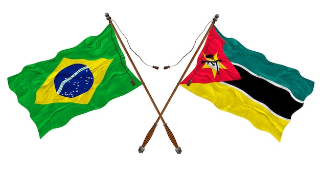 Bandera nacional de Mozambique y Brasil Fondo para diseñadores