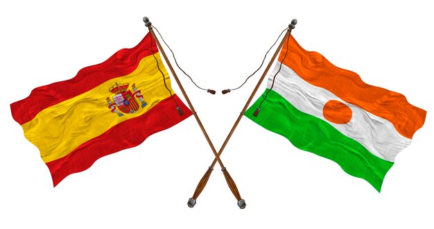 Bandera nacional de Níger y España Fondo para diseñadores