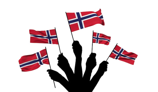 La bandera nacional de noruega se ondea d renderizado