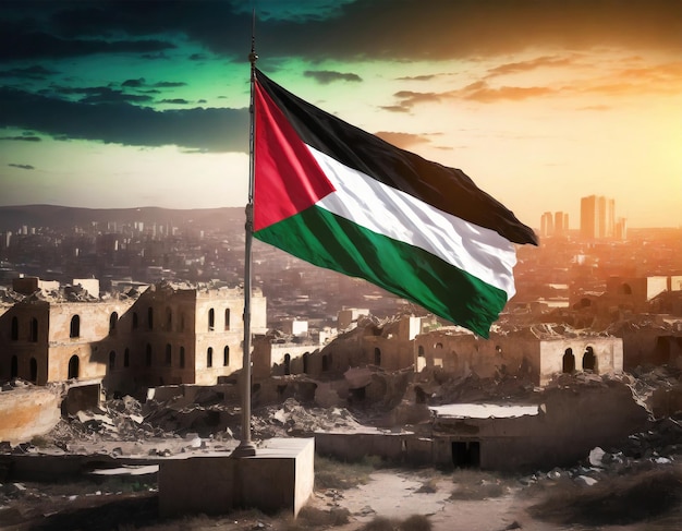 La bandera nacional de Palestina