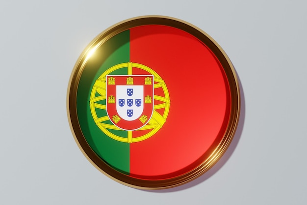 La bandera nacional de Portugal en forma de ventana redonda. Bandera en forma de círculo. Icono de país.