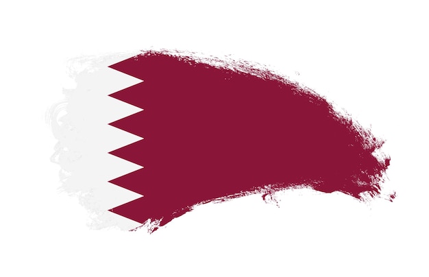 Bandera nacional de Qatar pintada con pincel de trazo en blanco aislado