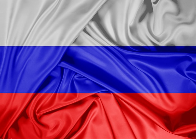 Bandera nacional de Rusia izada al aire libre Representación 3D de la celebración del día de Rusia