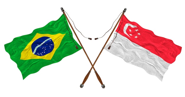 Bandera nacional de Singapur y Brasil Fondo para diseñadores