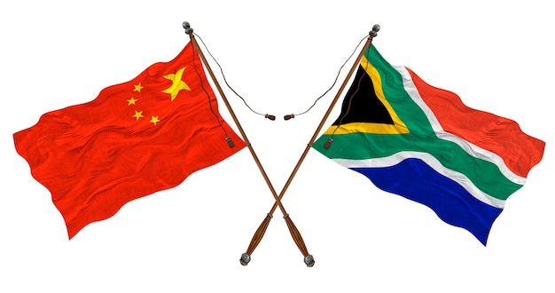 Bandera nacional de Sudáfrica y China Fondo para diseñadores